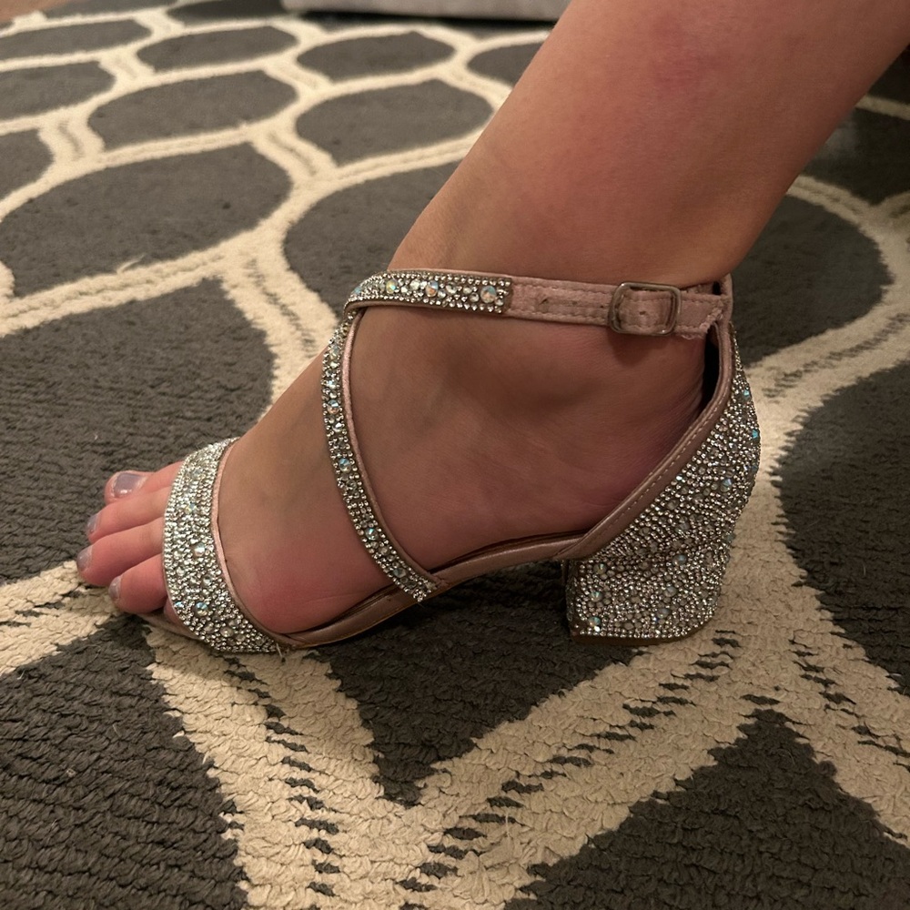 Sparkling Silver Women's Block Heels
